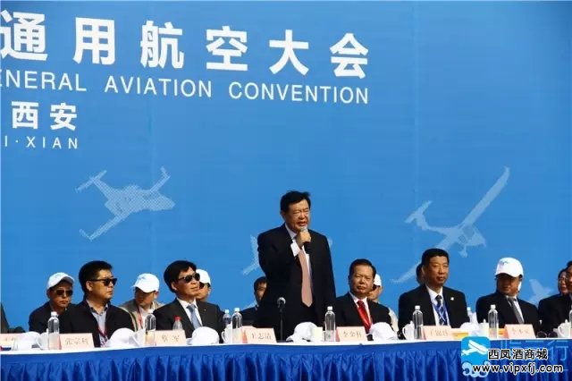 陕西省人大常委会副主任李金柱宣布通航大会飞行表演开始